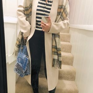 Dropped shoulder cocoon wool coat